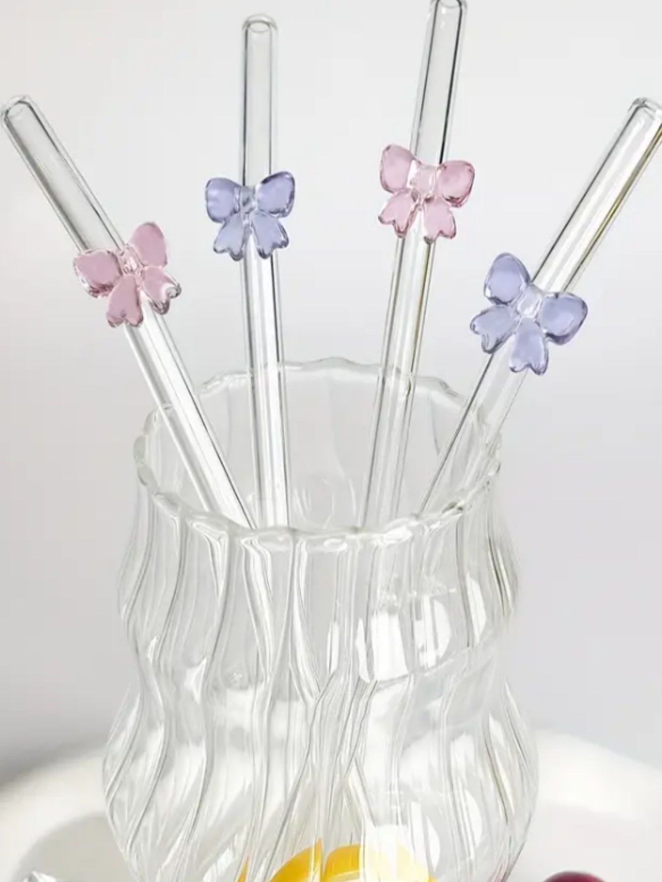 Reusable Straw - 2/6 шт. элегантные стеклянные соломинки в