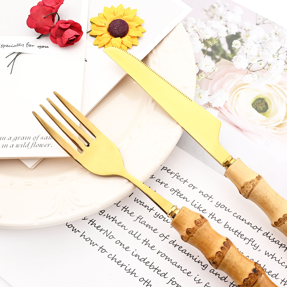 Drmfiy Золотая обеденная вилка – обзор и цена Bamboo Cutlery