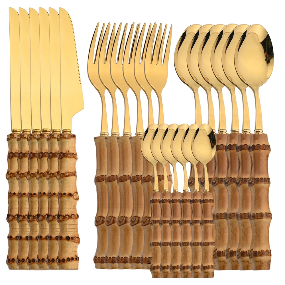 24 шт., столовые приборы из не – обзор и цена Bamboo Cutlery